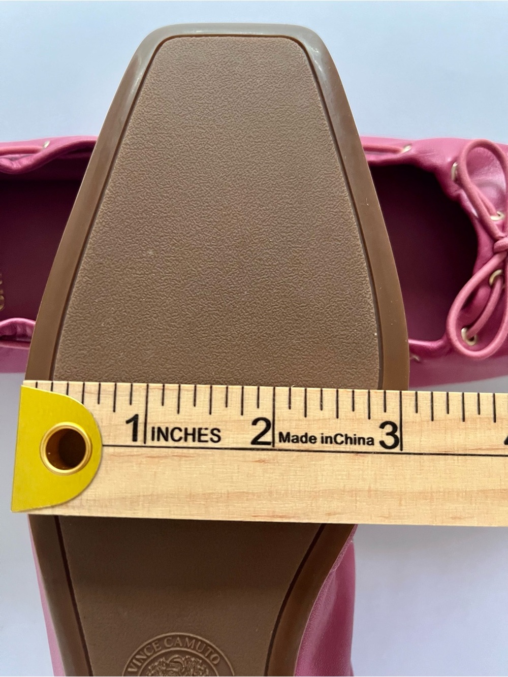 Vince Camuto Pink Leather Ballet Flats Size 9 Square Toe Lace Detail - Picture 6 of 11